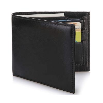 China Custom Made Bifold Slim Safe Minimalist Genuine Leather Men's RFID Wallets With 2 Windows ID for sale