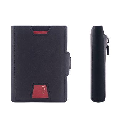 China Multifunctional Crazy Horse RFID Leather Triple Wallets For Men Have Zipper ID Window Custom Made Men Slim Block Credit Card Wallet for sale