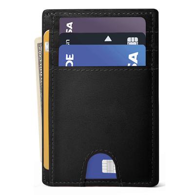 China 2021 Custom ID Window OEM NATIONAL RFID Block Crazy Horse Logo Credit Card Holder Genuine Leather Wallet for sale