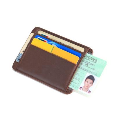 China NATIONAL Luxury Design Crazy Horse Leather Business RFID Credit Card Holder Wallet With Zipper Coin Pocket for sale