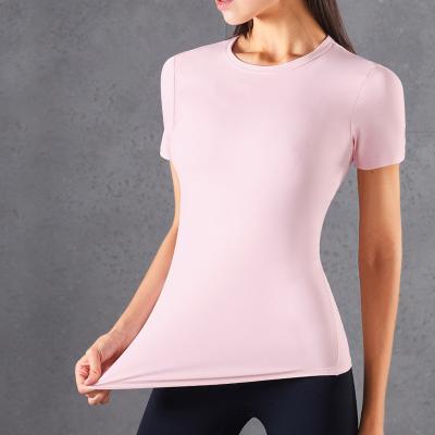 China Sports 2022 Spring New Breathable Naked Yoga Round Neck Long Short Sleeve Top Slim T-shirt for sale