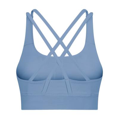 China Breathable Shockproof Women's Sports Classic Cross Back Beautiful Gathered Yoga Fitness Running Bra for sale