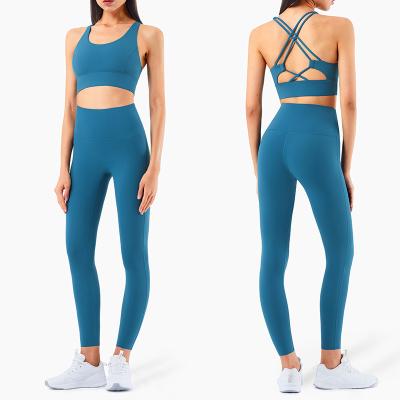 China Breathable fitness sports suit European and American sports cross underwear high back beauty tight elastic tight women for sale