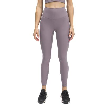 China Breathable New T-line soft and high-elastic threaded yoga pants buttocks abdomen moisture-wicking sports nine-point pants for sale