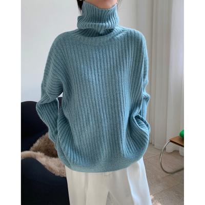 China High Quality Anti-wrinkle Cable-knit Cashmere Logo Women's Sweater Loose Quilting Plain Knitted Sweater for sale