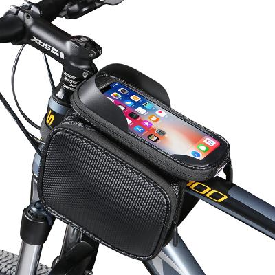 China Custom Front Phone Hard Shell TPU Storage Waterproof Bike Frame Cycling Bag for sale