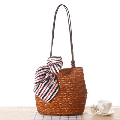 China Women Straw Woven Bag Rattan Shoulder Tote Large Beach Handmade Weaving Fashion for sale