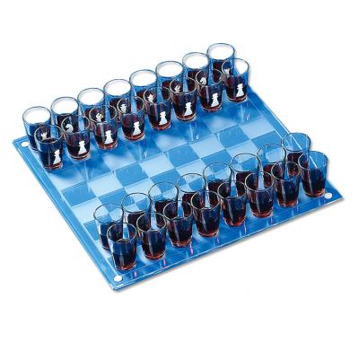 China New Design 25*25cm Glass Chess Games Entertainment Drinking Chess Board Set For Adult for sale