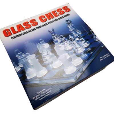 China LANDER-MAN Glass Glass Clear and Frost Chess Pieces Glass Chess Sets for sale