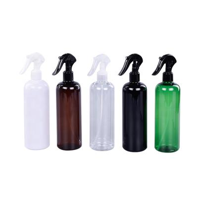 China Round shape PET clear 500ML spray plastic bottle hair cosmetic empty amber white black for sale