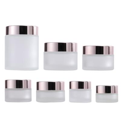 China 5g 10g 15g 20g 30g 30g 30ml 30ml 1oz 1oz 2oz 50ml 60ml Empty Luxury Cream Packaging Round Cosmetic Clear Frosted Glass Jars for sale