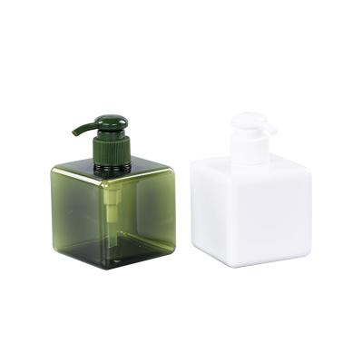 China Bottle of emulsion. Dark Green PETG 100ml 150ml 250ml Square Shape Plastic Empty Lotion Pump Bottle for sale