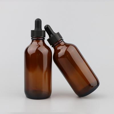 China Recyclable Wide Mouth Brown Boston Round Wholesale Empty Glass Perfume Bottles 1oz 2oz Cosmetic Oil Dropper Bottle for sale