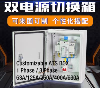 China Pared automática compacta de la prenda impermeable de la caja del ATS del interruptor de la transferencia la monofásico - monte 2 poste 63A 400V en venta