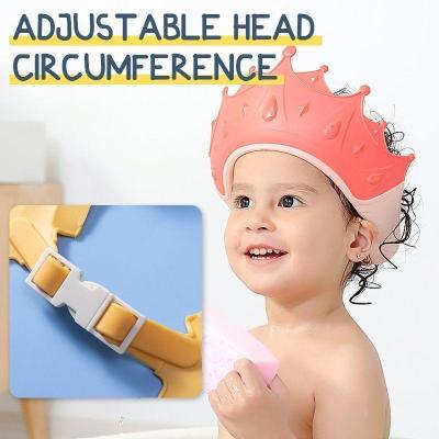 China Crown Adjustable Stocked Baby Shower Hat Shampoo Bath Wash Hair Shield Cap Prevent Water In Ear For Kids for sale