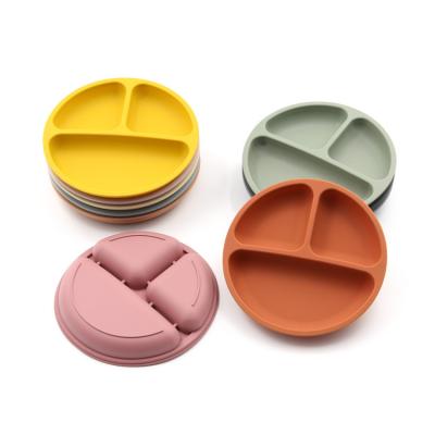 China Round Bowl Children's Silicone Baby Dinner Dishes Baby Feeding Dishes Set for sale