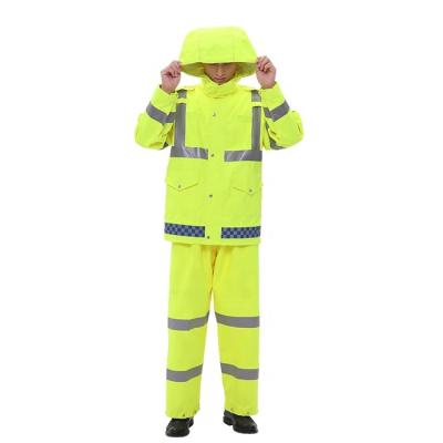 China 100% Tianwang high quality tear stop raincoat PU coated oxford raincoat for traffic police for sale