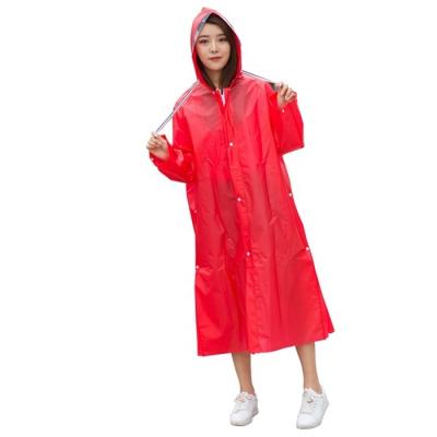 China Hot Sale Eco-friendly EVA Fashion Outdoor Raincoat With Hood Motorcycle Rain Poncho For Adults Solid Color Rain Coat for sale