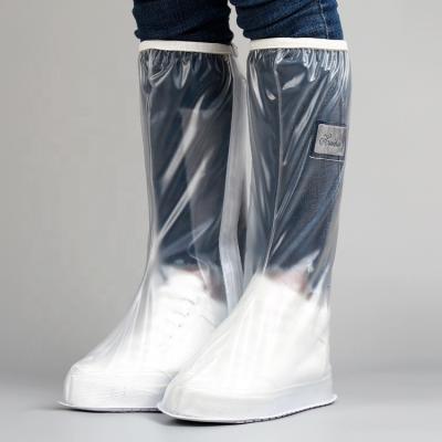 China Recyclable High Quality Fashion Transparent High Knee Shoe Covers For Men And Women Non-slip Rain Boots Shoe Cover for sale