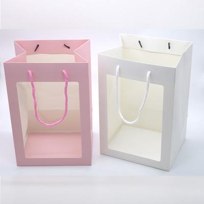 China Recyclable Rectangle Flower Gift Paper Bag Boxes Florist Supply Wedding Party Gift Packaging Bag for sale