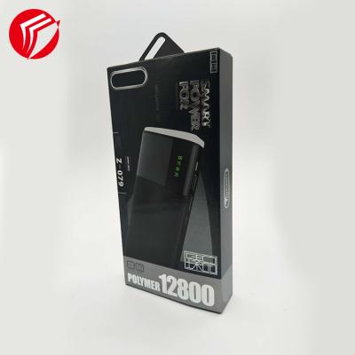 China Small Recyclable Black Custom Logo Printed Cardboard Box For Electronic Flat Boxes Powerbank Packaging for sale