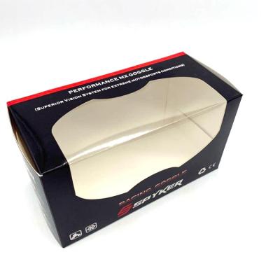 China Recyclable Clear PVC Front Window Cardboard Paper Box Black Winter Glasses Glasses Box With Custom Logo for sale