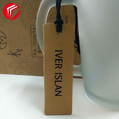 China Sustainable Design Kraft Paper Luxury Clothing Printed Swing Tag Labels For Clothing Customized Label Hang Paper Tags for sale