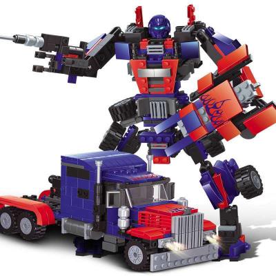 China Construction Toy Cool Design 2 in 1 Change Toys Kids Car Deformation Robot Toys Building Block Set for sale