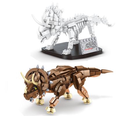 China Construction Toy Hot Amazon Selling Triceratops Dinosaur DIY Building Blocks Compatible With All Major Brand Toys For Kids for sale