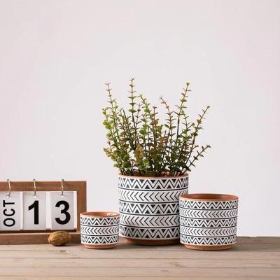 China Wholesale New Arrival Home Decoration Indoor Cylinder Embossed Flower Pot Outdoor Artificial Potted Plants for sale