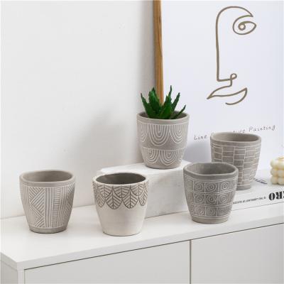 China Wholesale Unique Types Korean Novelty Succulent Pots Different Small Decoration Cement Planter for sale