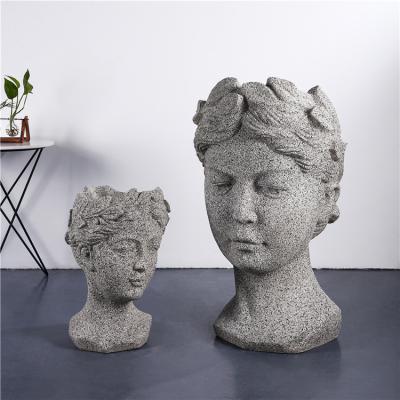 China European Novelty Style Garden Planters Large Face Woman Fiberglass Outdoor Flower Pots Planters for sale