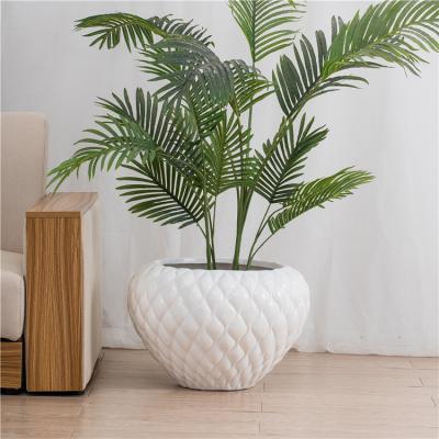 China Wholesale Large Round Novelty Stylish Outdoor White Fiberglass Garden Potted Artificial Tall Pots For Plants for sale