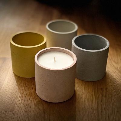 China European Fashionable Decorative Cylinder Multicolor Cement Unique Christmas Wedding Style Candle Jars Without Lid for sale