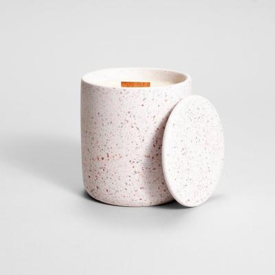 China Fashionable Newcomer Elegant Nordic Style Wedding Home Decor Terrazzo Candle Vessel Christmas Candle Jar With Lid for sale