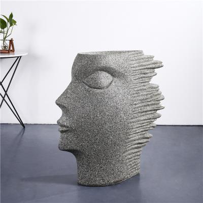 China Large Human Face Modern Novelty Hotel Garden Floor Decoration House Home Decor Outdoor Decorative Fiberglass Figurines for sale