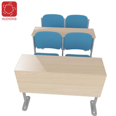 China Modern HuiHong School Furniture MDF University Folding Desk And Chair Set For Students for sale