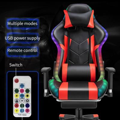 China (Size)Adjustable Cheap RGB Gaming Player Chairs DDP OEM ODM Sillas Gaming Chaise Racing Gaming Chairs With Footstool for sale