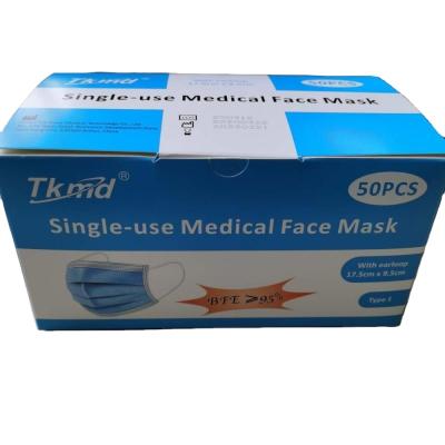 China Metal Bridge 3 Ply Face Mask Medical Type I non-woven metal bridge for sale