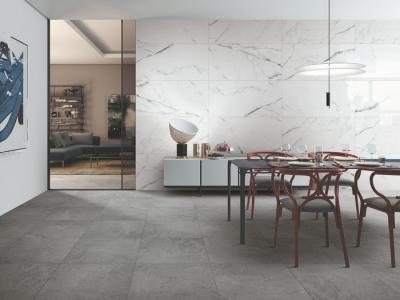 China Teja pulida blanca estupenda de la porcelana de Carrara, baldosa moderna del cuarto de baño 24x48 en venta