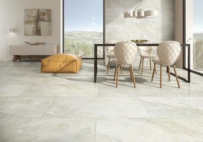 China Custom Made Beige Marble Look Porcelain Tile Bathroom Scratch Resistant for sale