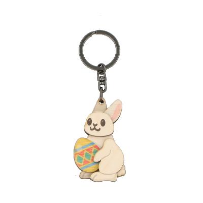 China Cute Animal Rabbit Easter Bunny Souvenirs Wood Key Chains Wooden+key Key Chain for sale