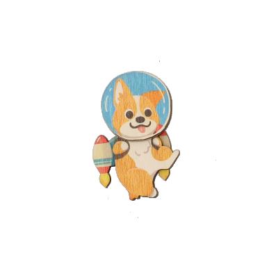 China Corgi Astronaut Wooden Fridge Magnet Souvenirs Animal Gift for sale