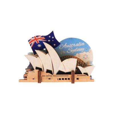 China Shape Modern Simplicity Sydney Australia Wooden Assembled Fridge Magnet For Souvenir for sale