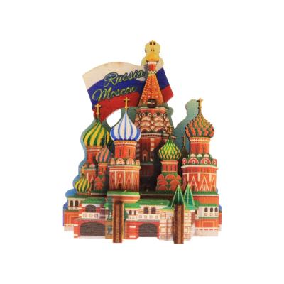 China Shape New Listing Fridge Magnet Moscow Russia Fridge Magnet Wooden Assembled City Souvenir for sale