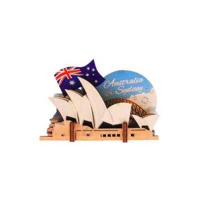 China Shape Modern Simplicity Wooden Assembled Sydney Australia Fridge Magnet City Souvenir for sale