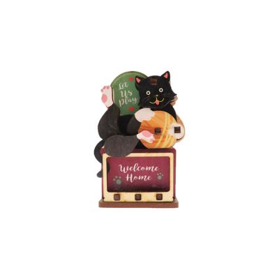 China Shape Wooden Assembled Cat Fridge Magnets For Business Promotional Gift for sale