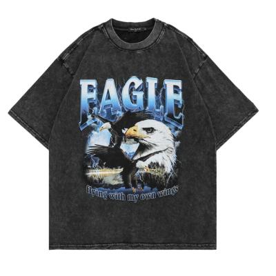 China 2022 Vintage Eagle Letter Print Breathable Basic Pullover Loose Half Sleeve T-shirt Men For Summer for sale