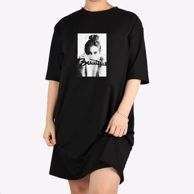 China Free shipping custom made t-shirt women street style Anti-wrinkle printing wholesale casual women t-shirt dress for sale