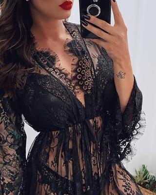 China Sexy mature sexy lingerie woman bra and brief sets transparent lace bra 3 pieces and panty lace embroidery lingerie sexy women in 2021 for sale